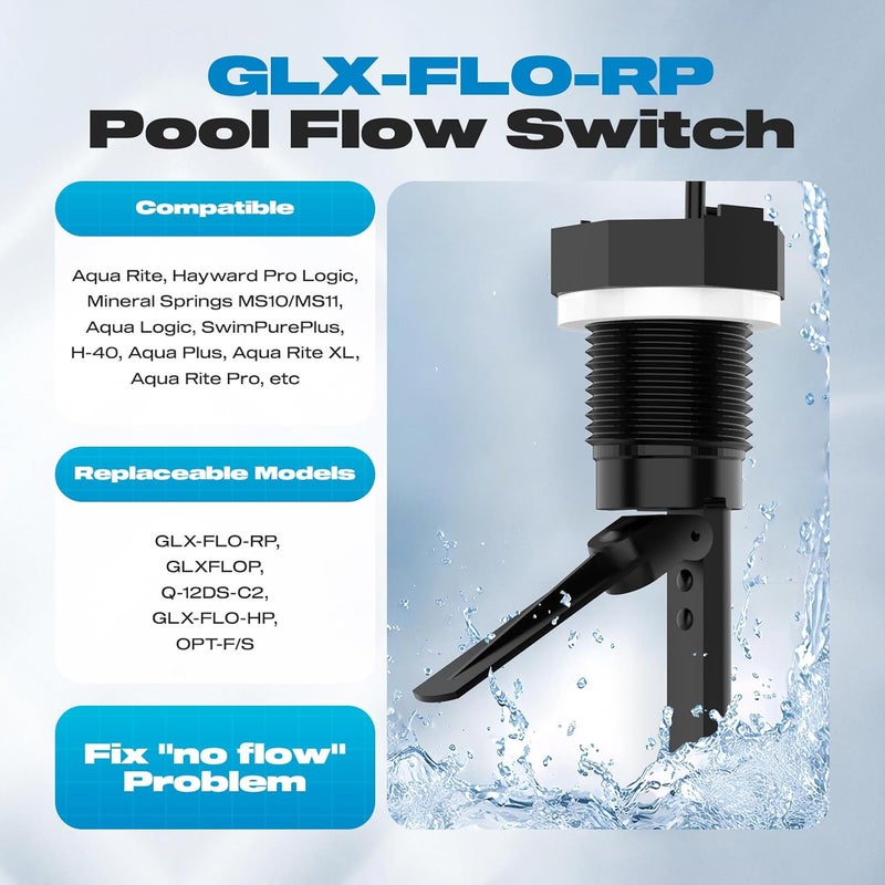Malictele Malicetel Flow Switch GLX-FLO-RP for Hayward Goldline Aquarite Salt System Pool Flow Sensor Suitable Hayward Salt Cell and Chlorine Generator with Tee and 15ft Cable - Image 4